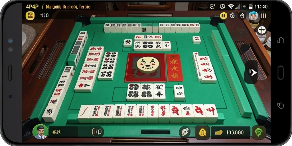 Tampilan gameplay menarik dari 4P4P yang menantang pemain Mahjong.