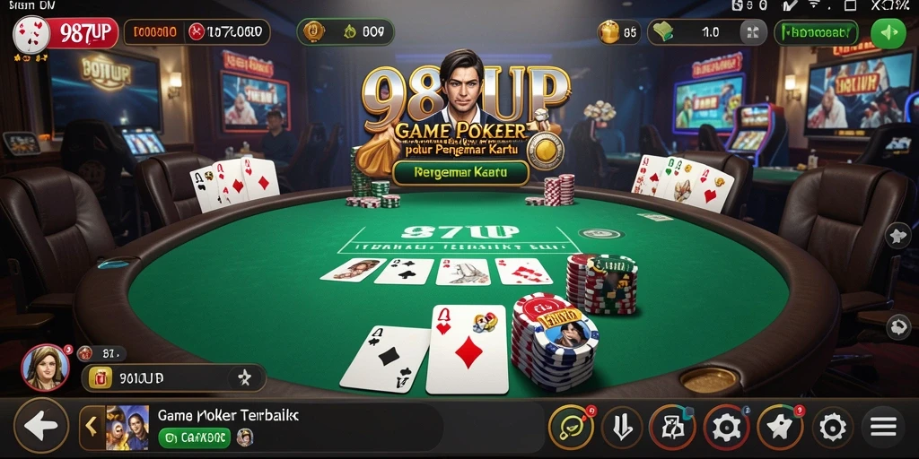 Screenshot utama 987UP menampilkan gameplay Poker yang seru dan interaktif.