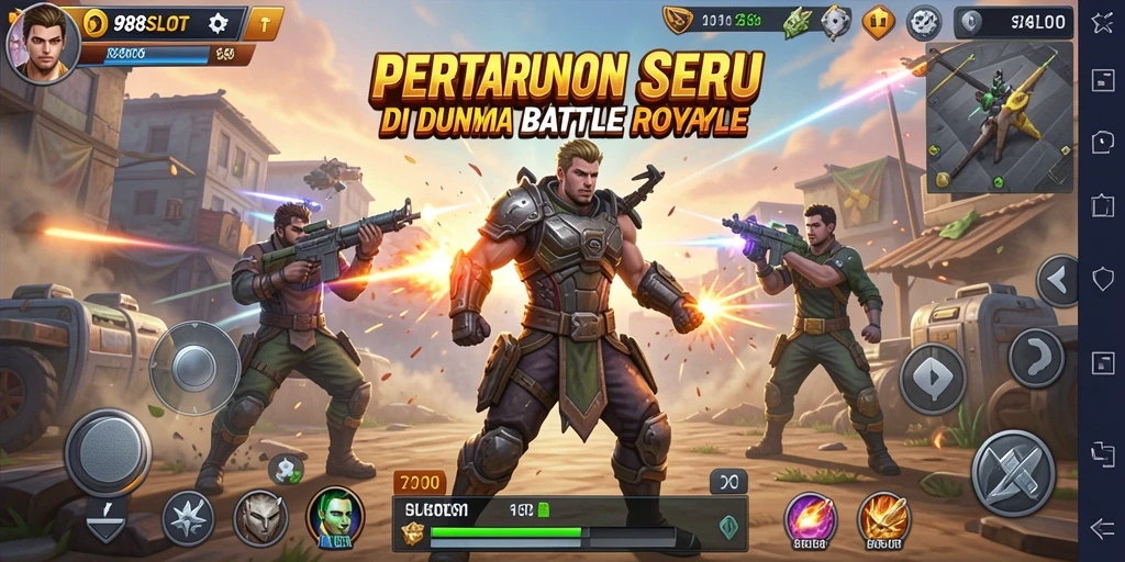 Gameplay menegangkan dalam pertarungan Battle Royale di 988SLOT.