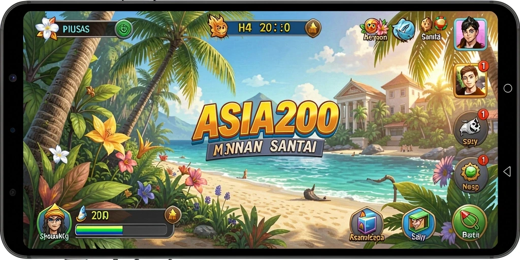 Tangkapan layar utama ASIA200 menampilkan gameplay penuh warna dan menyenangkan.