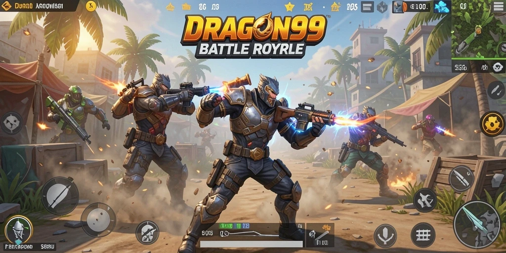 Gameplay seru dan mendebarkan di DRAGON99 Battle Royale.