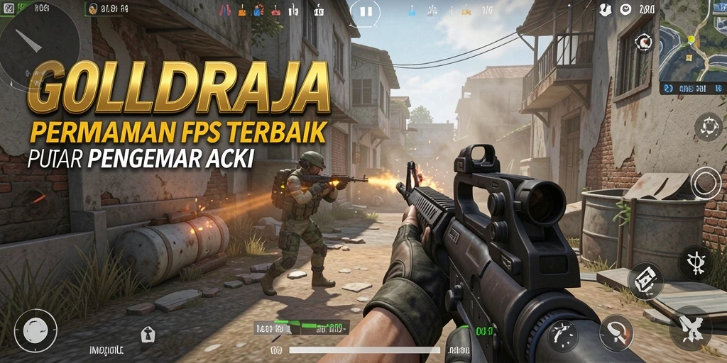 Gameplay mendebarkan dalam GOLDRAJA dengan aksi FPS intens.