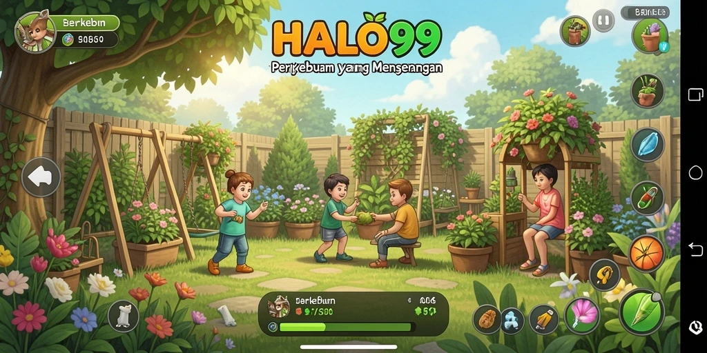 Gambaran gameplay HALO99 dengan lahan pertanian yang subur dan aktivitas bercocok tanam.
