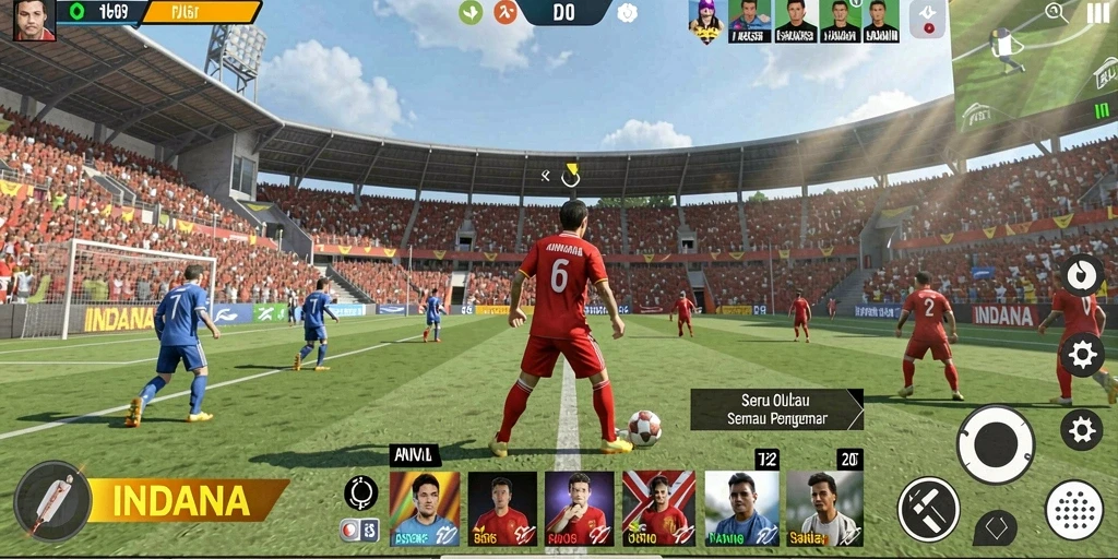Tampilan gameplay menegangkan dari INDAAA dengan aksi olahraga yang seru.