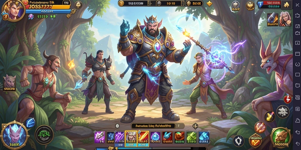 Tampilan screenshot gameplay JOSS777 dengan aksi petualangan MMORPG.