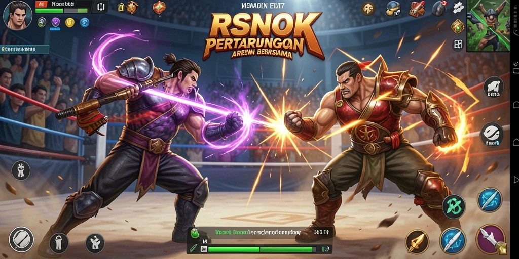 Screenshot utama RSNOK menampilkan aksi pertarungan seru.