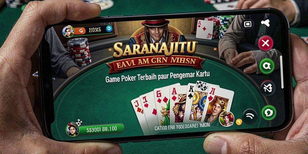 Tampilan gameplay SARANAJITU saat bermain Poker yang seru.