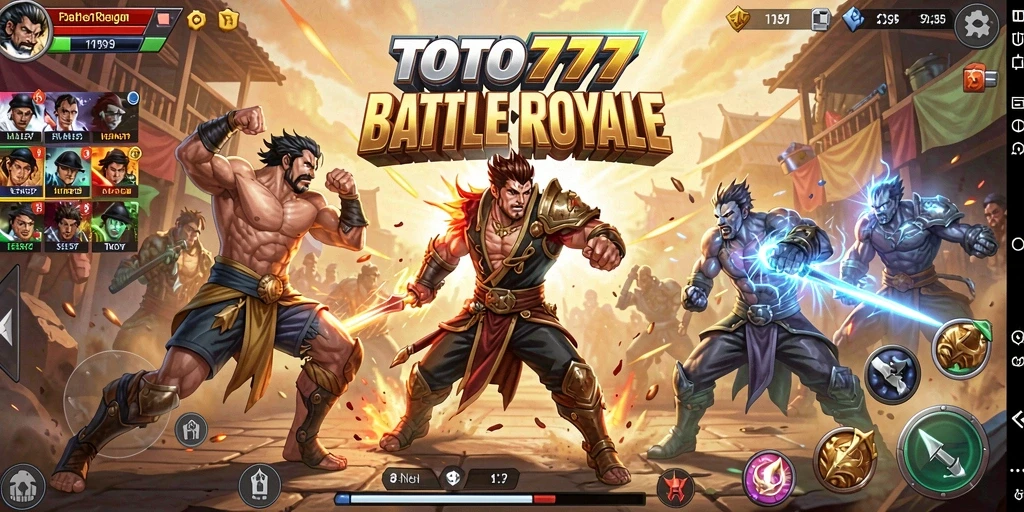 Tampilan gameplay seru dalam TOTO777 saat menghadapi musuh di arena.