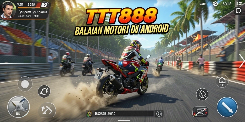 Screenshot gameplay TTT888 yang mendebarkan di trek balapan.