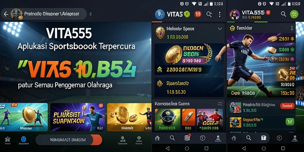 Tampilan menarik dari aplikasi VITA555 untuk taruhan olahraga.